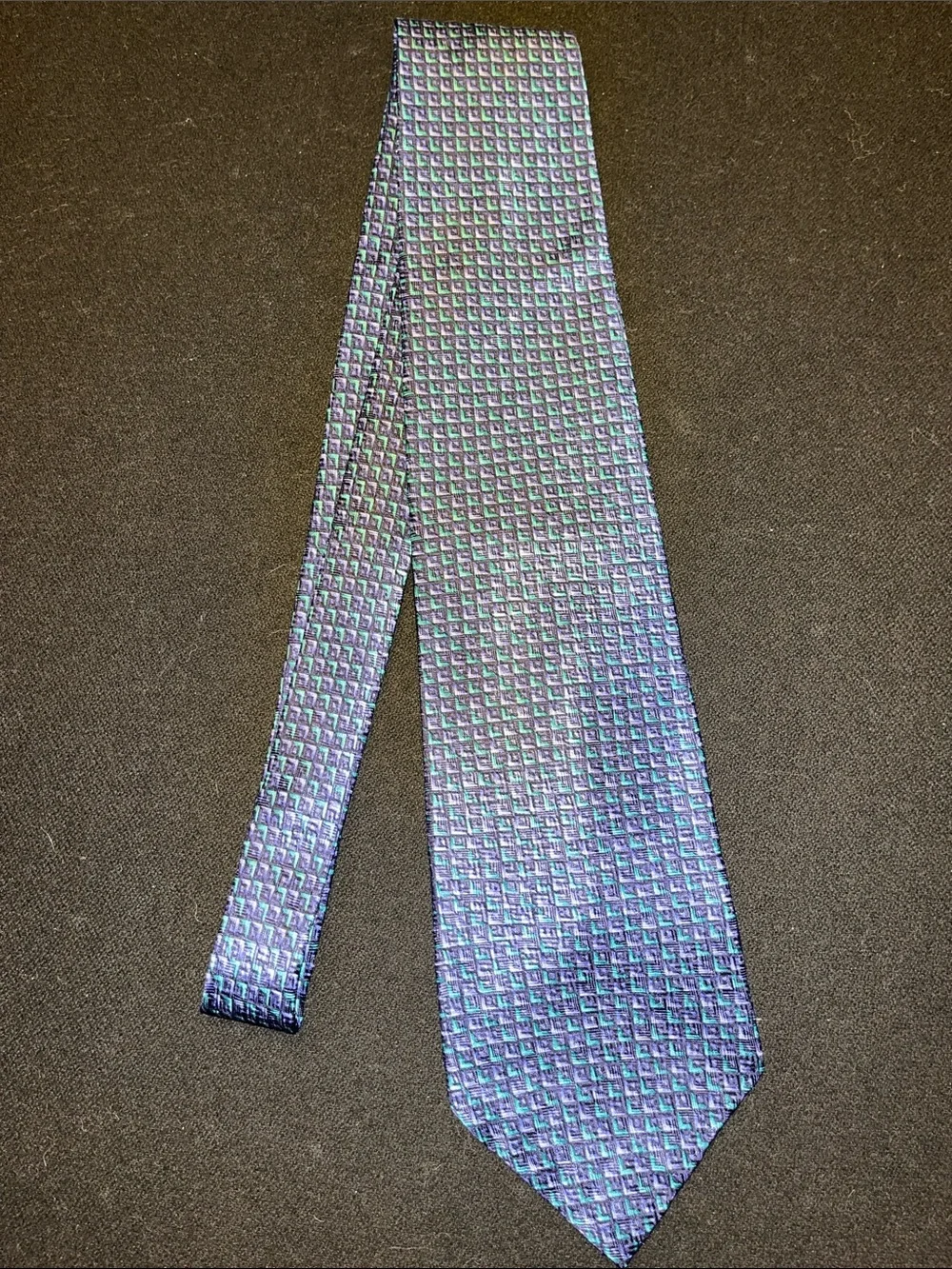 Geoffrey Beene Purple/Blue-Green Iridescent Micro-Pattern Silk Tie